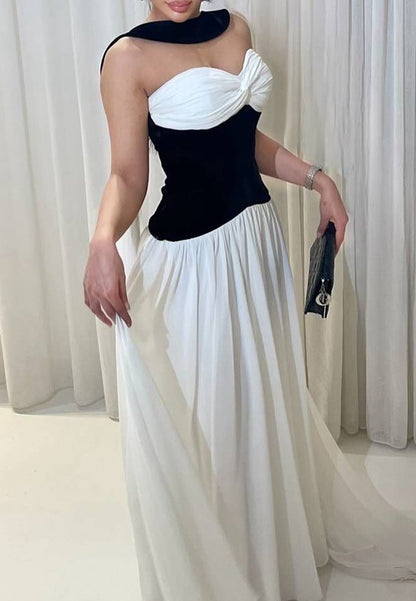 Sweetheart Sleeveless Corset Pleated Chiffon A-Line Formal Dress