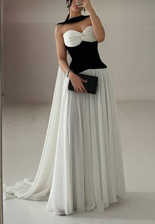 Sweetheart Sleeveless Corset Pleated Chiffon A-Line Formal Dress