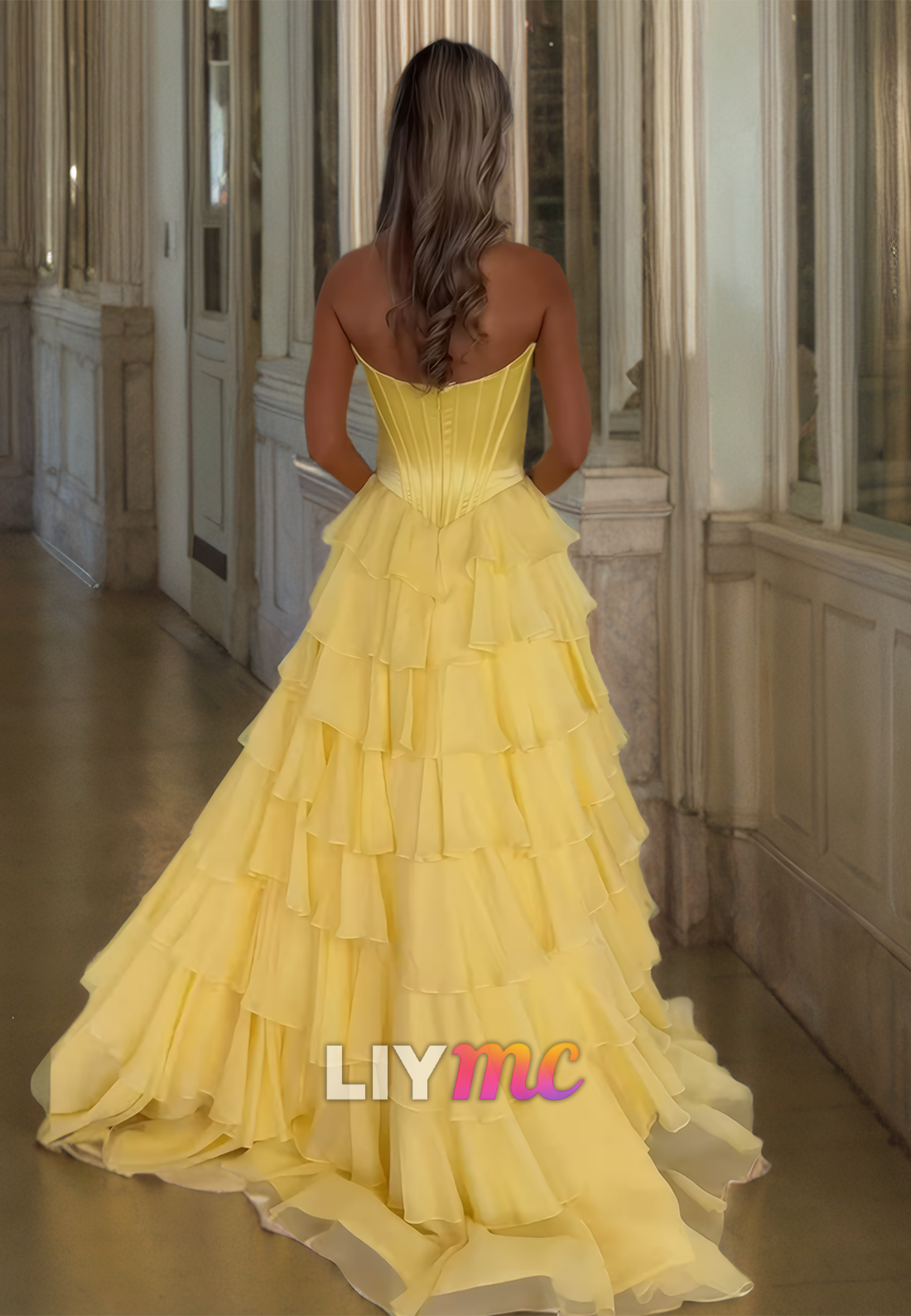 Sweetheart Sleeveless Corset Tiered A-Line Prom Dress