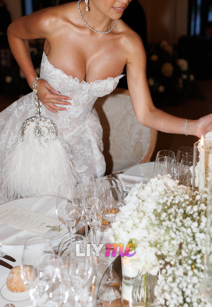 Sweetheart Sleeveless Floral  Appliques A-Line Weedding Dress