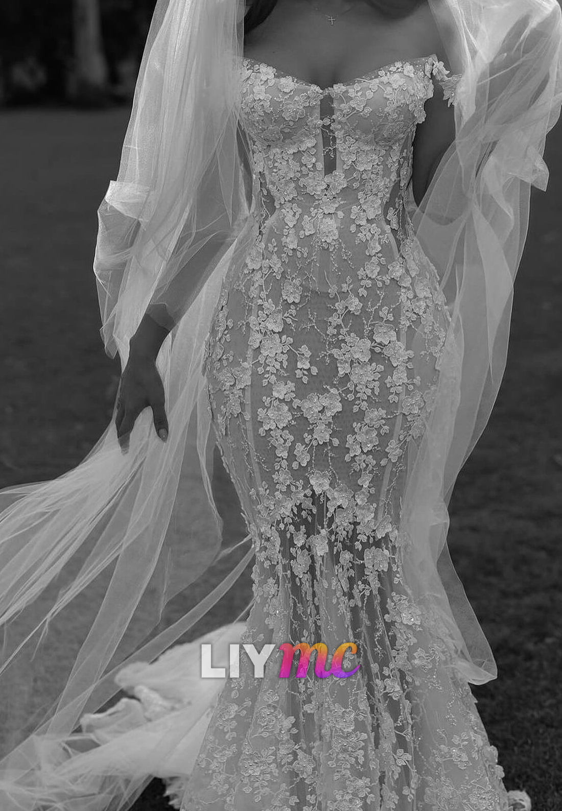 Sweetheart Sleeveless Floral Appliques Mermaid  Summer Wedding Dress