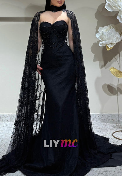 Sweetheart Sleeveless Lace Appliques Mermaid Evening Dress