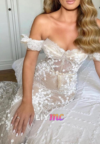 Sweetheart Sleeveless Lace Appliques Mermaid Wedding Dress