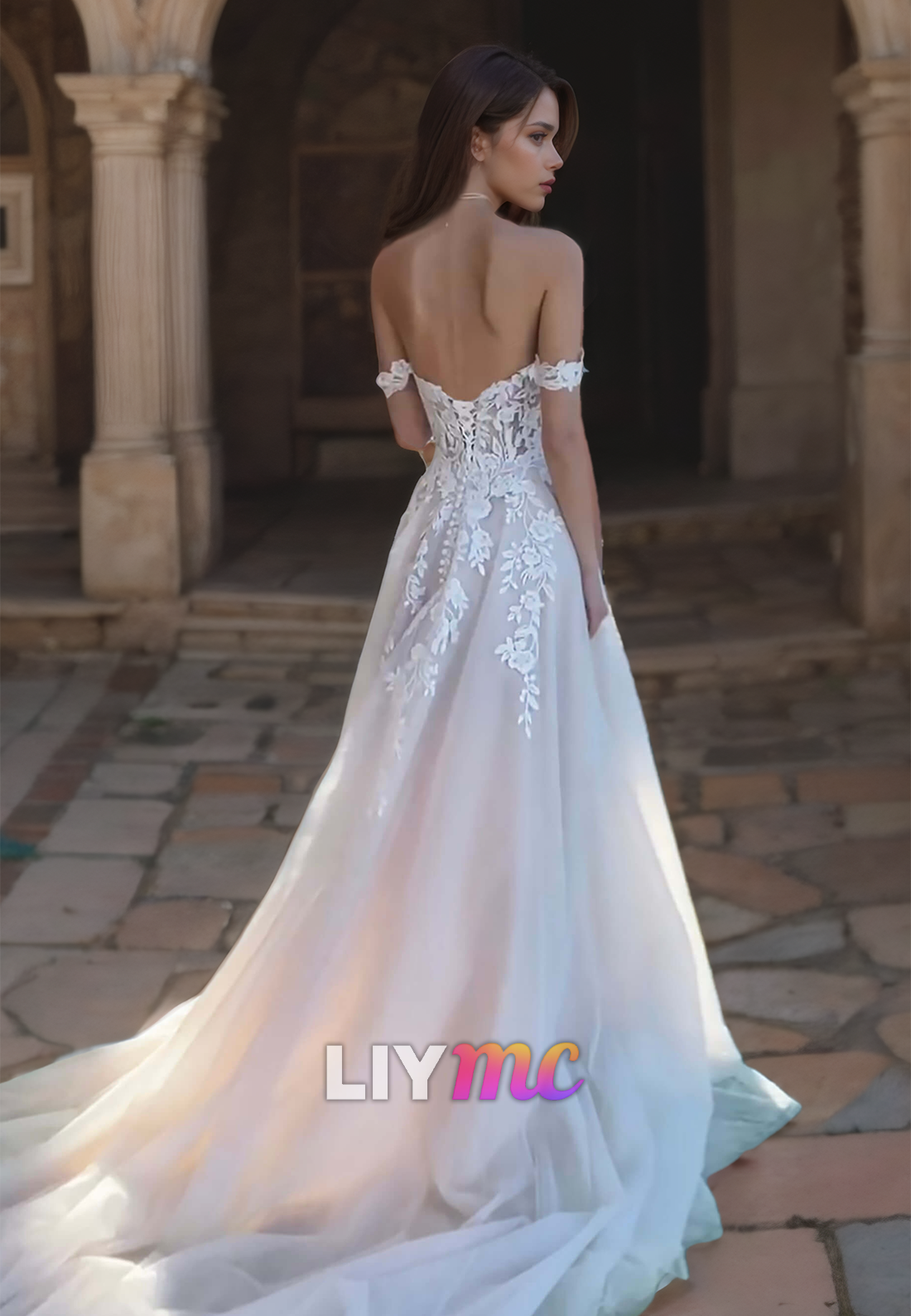 Sweetheart Sleeveless Lace Appliques Tulle A-Line Wedding Dress