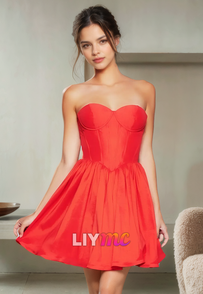 Sweetheart Sleeveless Pleated A-Line Short Homecoming Dress