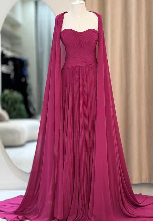 Sweetheart Sleeveless Pleated Chiffon A-Line Formal Dress