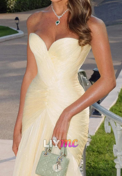 Sweetheart Sleeveless Pleated Formal Dress A-Line Evening Dress