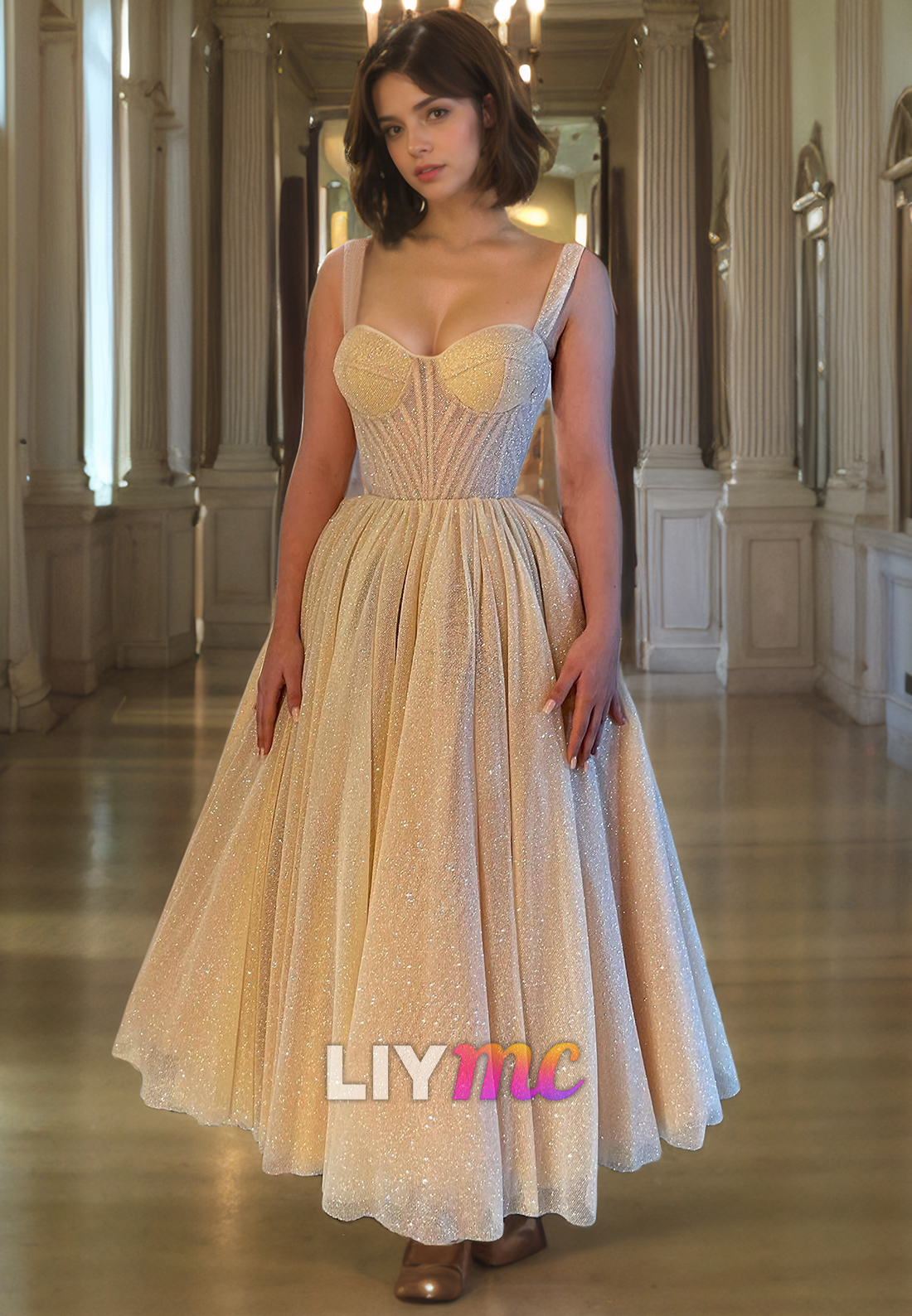 Sweetheart Sleeveless Pleated Tulle A-Line Prom Dress