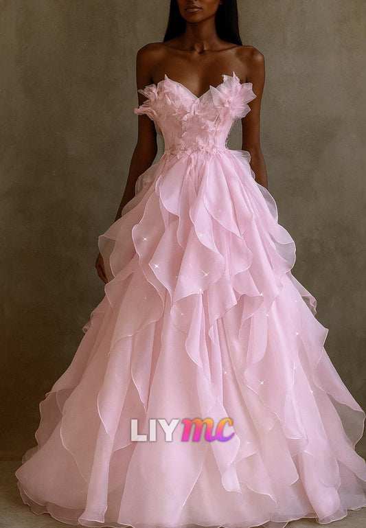 Sweetheart Sleeveless Ruffles A-Line Prom Dress