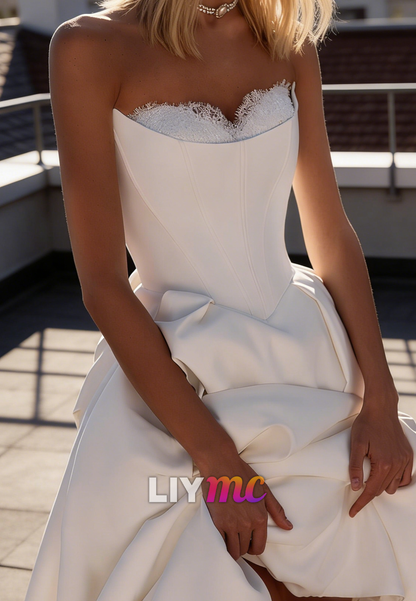 Sweetheart Sleeveless Satin A-Line Elegant Wedding Dress