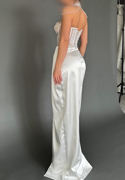 Sweetheart Sleeveless Sequins Beaded Sheath Prom Dress