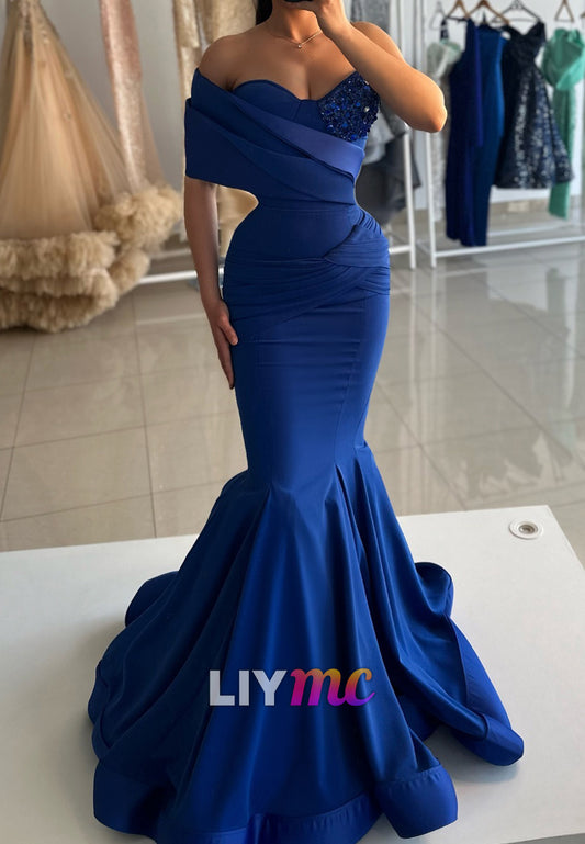 Sweetheart Sleeveless Sequins Fitted Mermaid Prom Dress
