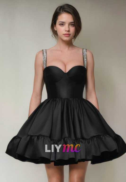 Sweetheart Sleeveless Sleek Pleated A-Line Short Homecoming Dress