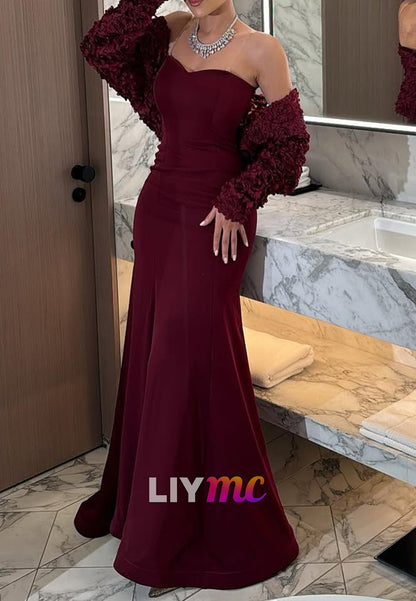 Sweetheart Sleeveless Sleek Velvet Mermaid Evening Dress