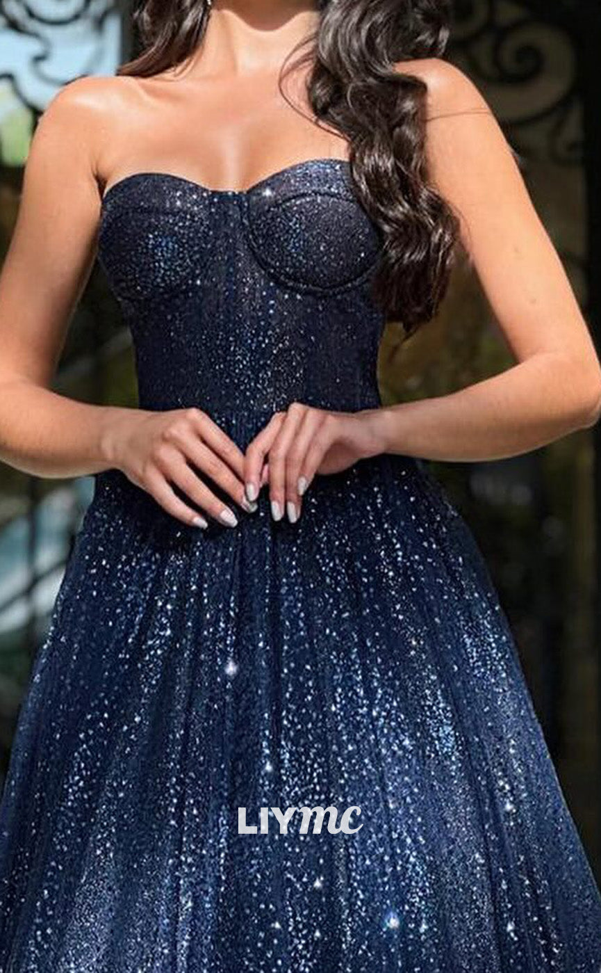 LP2019 - Sweetheart Sleeveless Tulle A-Line Ball Gown Prom Dress