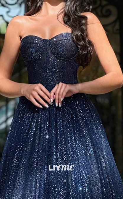 LP2019 - Sweetheart Sleeveless Tulle A-Line Ball Gown Prom Dress