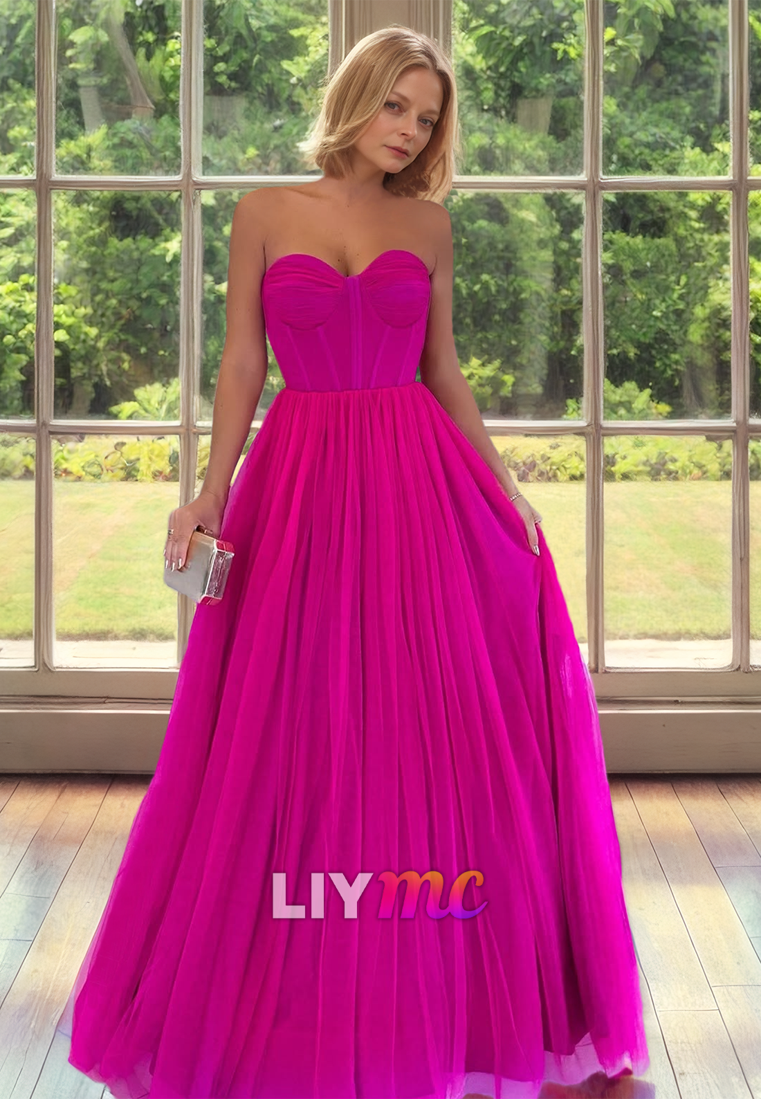 Sweetheart Sleeveless Tulle Pleated A-Line Mother of Bride Dress