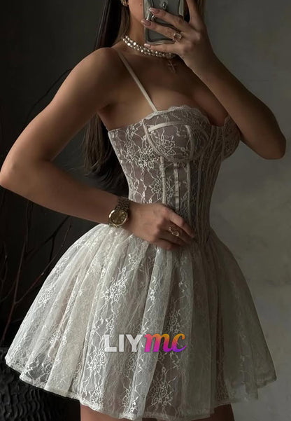 Sweetheart Spaghetti Straps Appliques A-Line Party Homecoming Dress