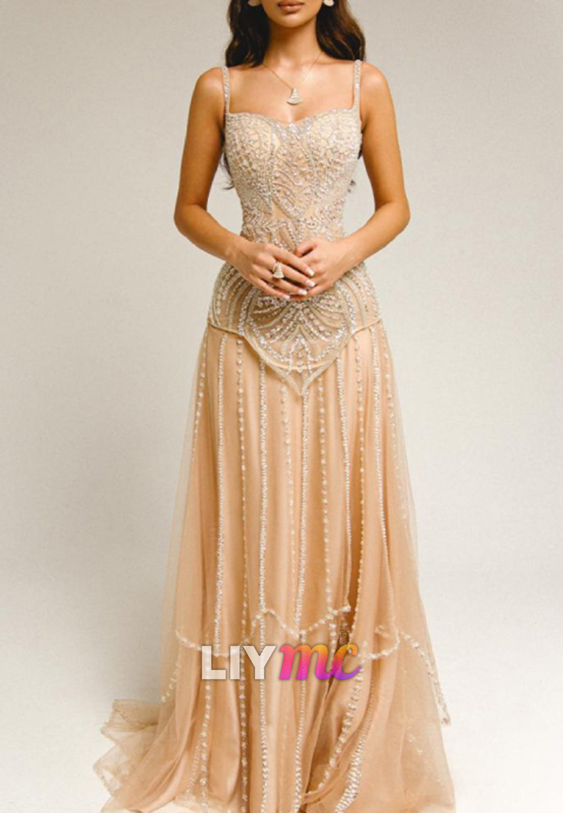 Sweetheart Spaghetti Straps Beaded A-Line Prom Dress