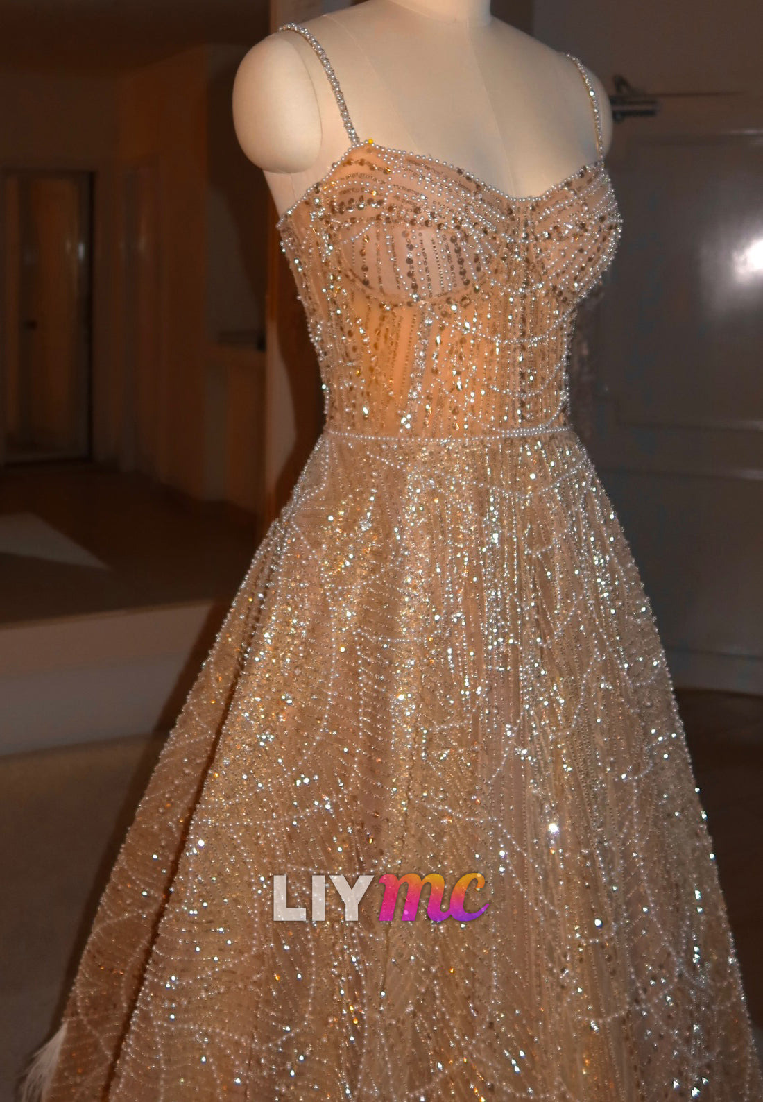 Sweetheart Spaghetti Straps Beaded Embroidery A-Line Prom Dress
