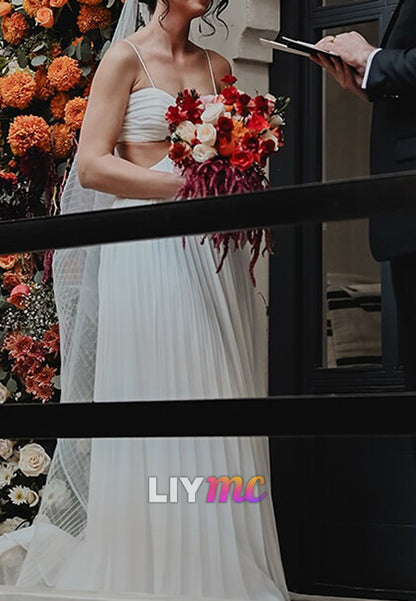 Sweetheart Spaghetti Straps Illusion Beach Wedding Dress