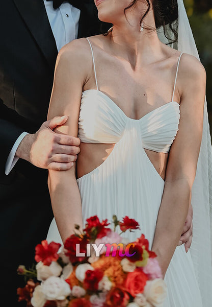 Sweetheart Spaghetti Straps Illusion Beach Wedding Dress