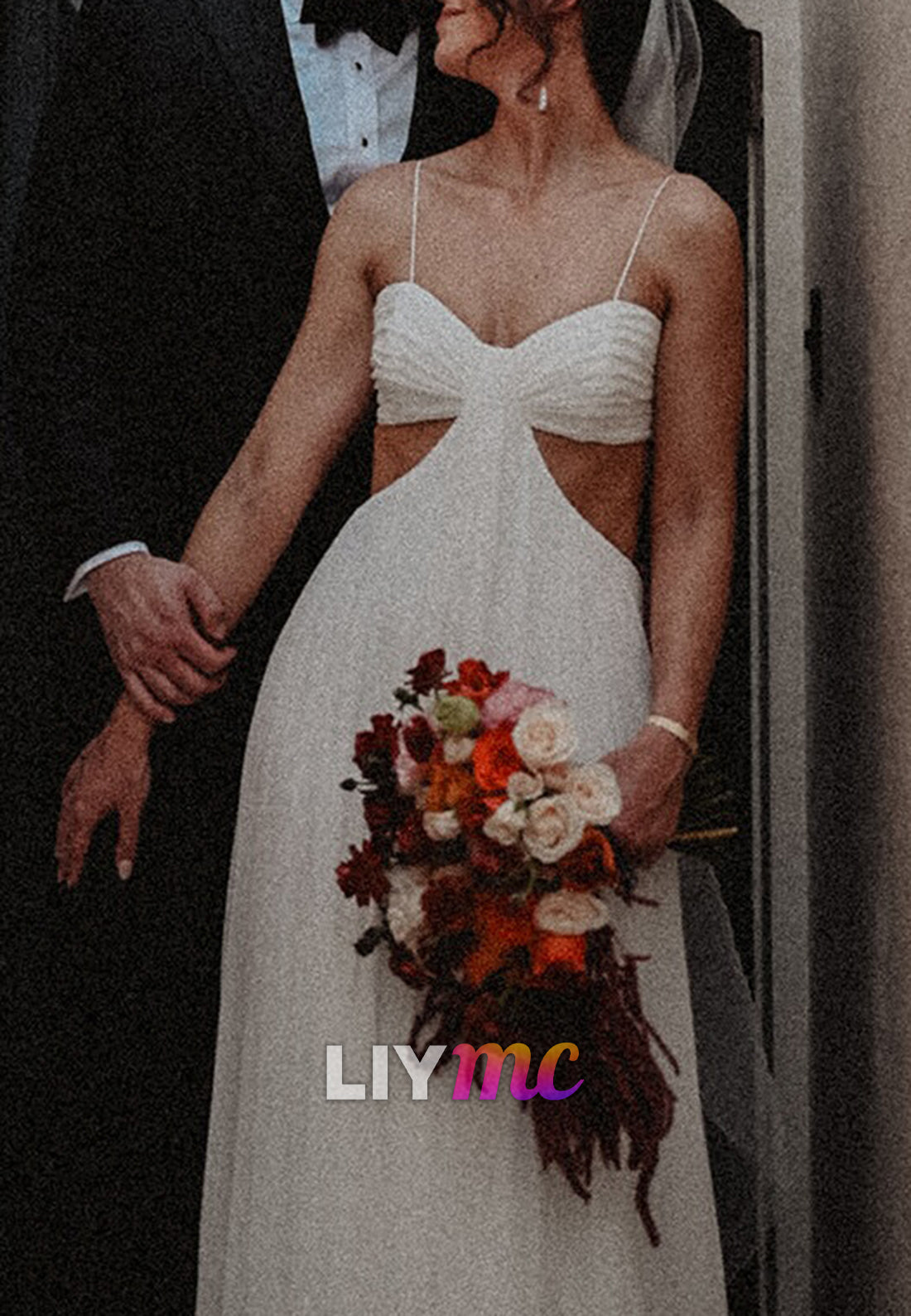 Sweetheart Spaghetti Straps Illusion Beach Wedding Dress