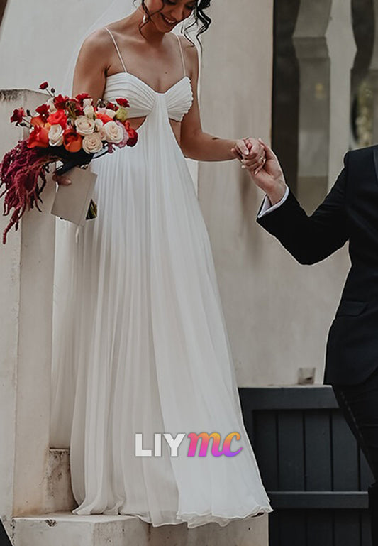 Sweetheart Spaghetti Straps Illusion Beach Wedding Dress