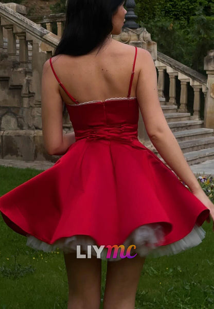 Sweetheart Spaghetti Straps Pleated A-Line Party Homecoming Dress