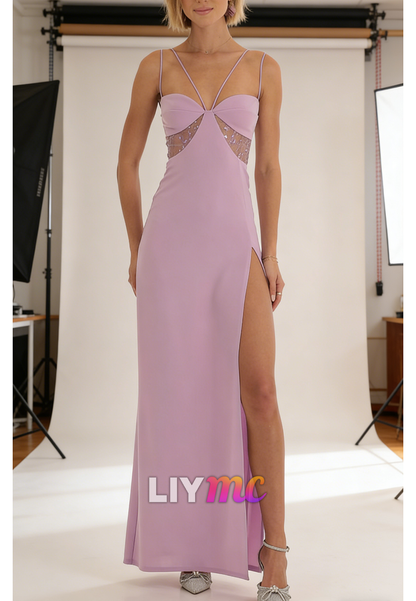 Sweetheart Spaghetti Straps Sheath Simple Prom Dress