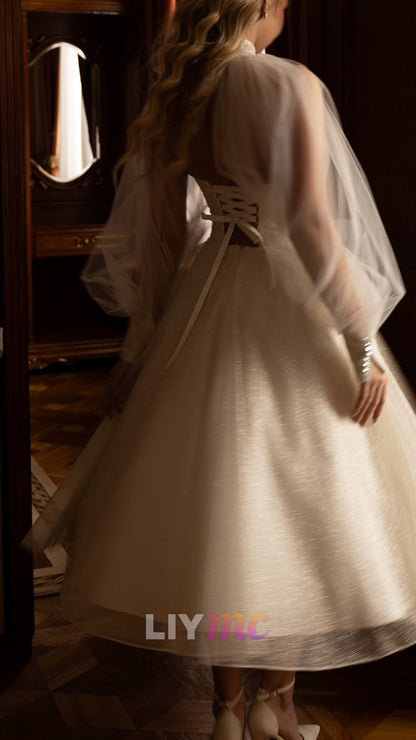 Sweetheart Sparkly Long Sleeves A-Line Wedding Dress