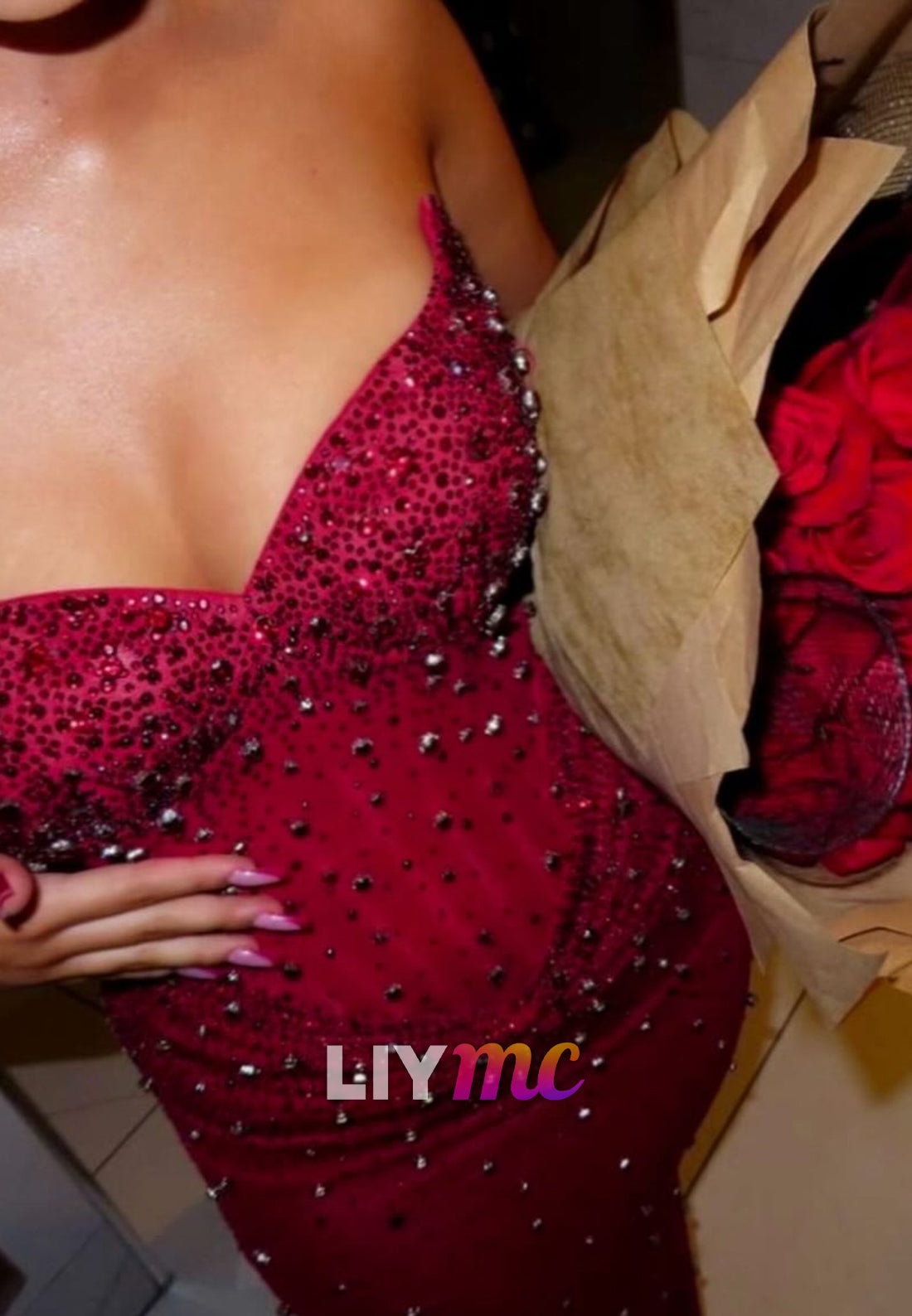 Sweetheart Sparkly Sleeveless Mermaid Prom Dress