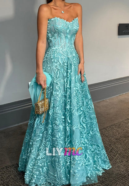 Sweetheart Strapless Appliques A-Line Formal Dress