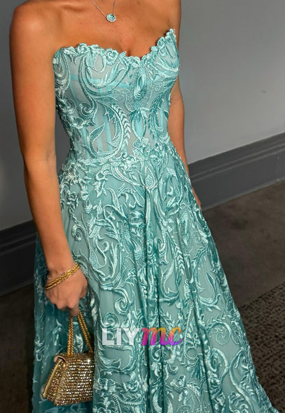 Sweetheart Strapless Appliques A-Line Formal Dress