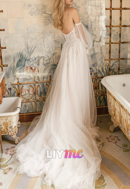 Sweetheart Strapless Appliques A-Line Wedding Dres