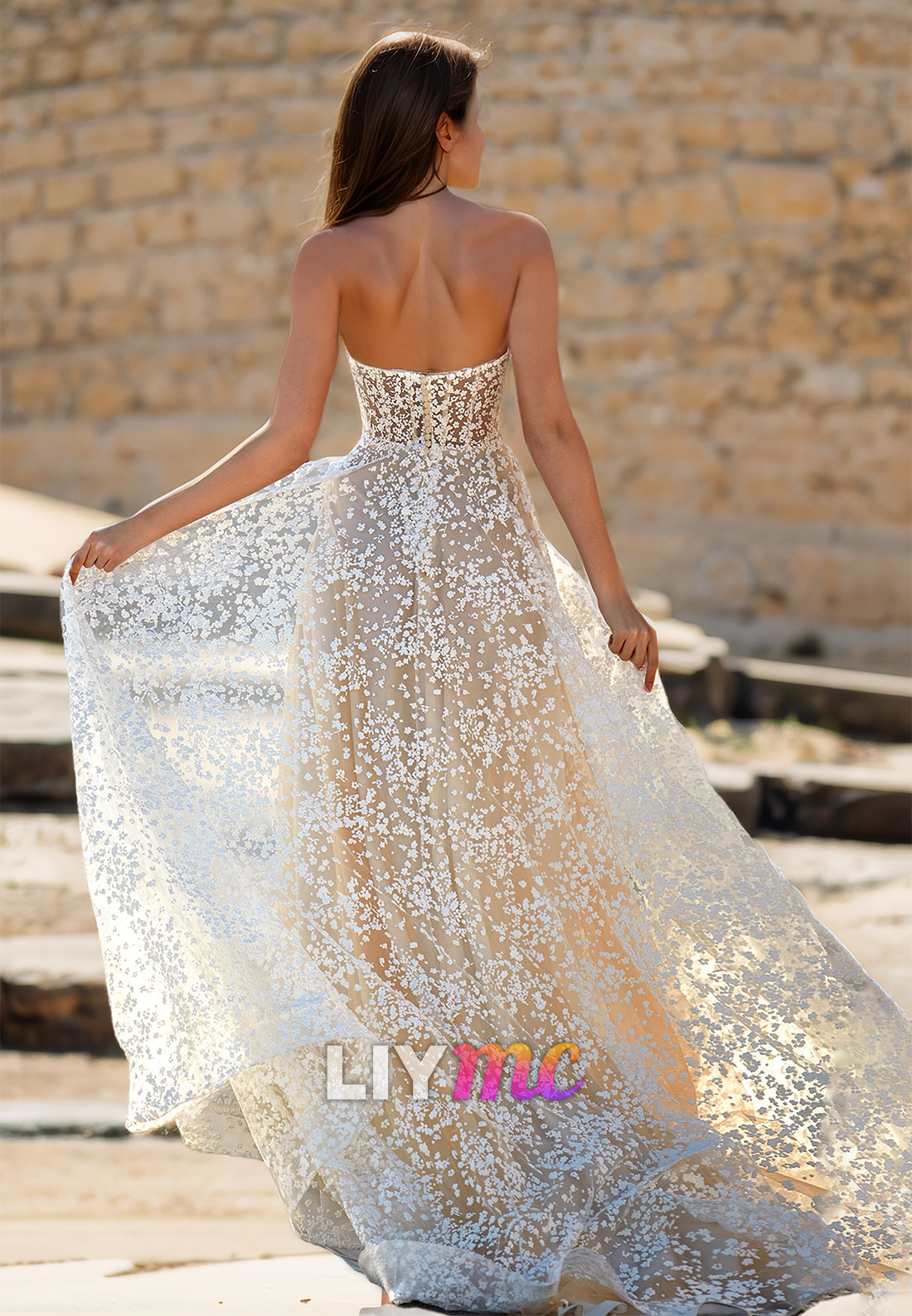 Sweetheart Strapless Appliques A-Line Wedding Dress