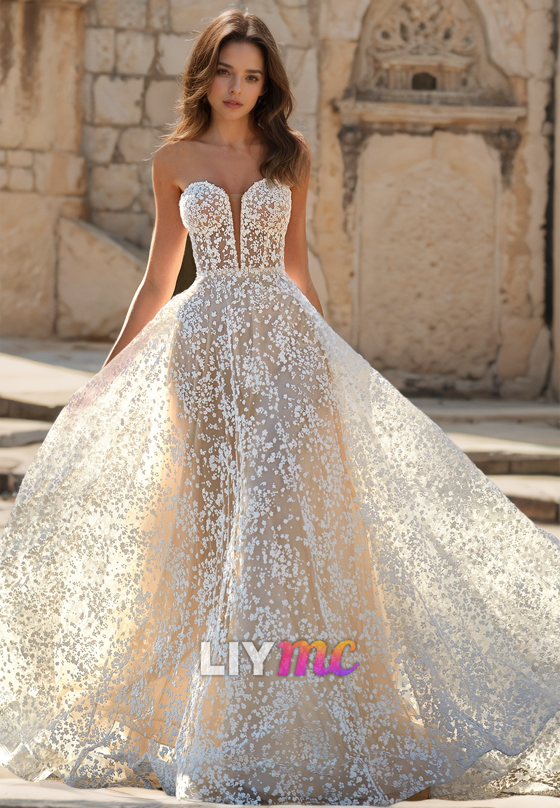 Sweetheart Strapless Appliques A-Line Wedding Dress