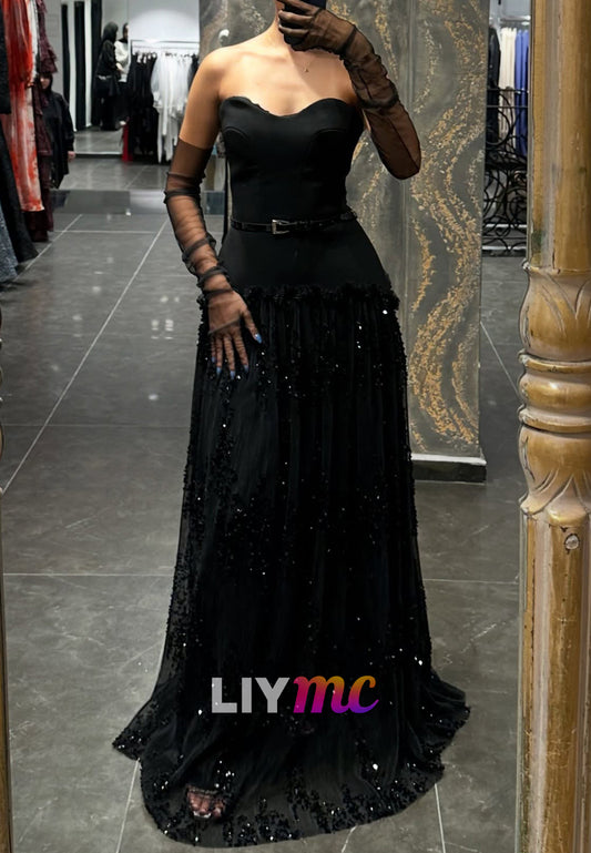 Sweetheart Strapless Beaded Embroidery A-Line Formal Dress