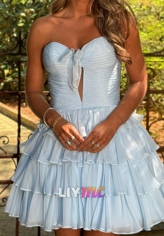 Sweetheart Strapless Chiffon A-Line Party Homecoming Dress