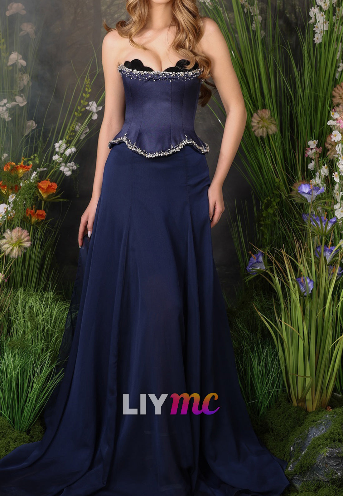 Sweetheart Strapless Corset Evening Dress A-Line Prom Dress
