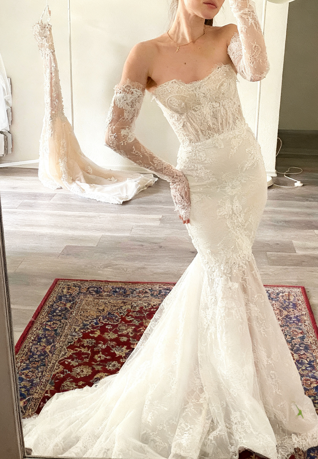 Sweetheart Strapless Lace Appliques Mermaid Wedding Dress