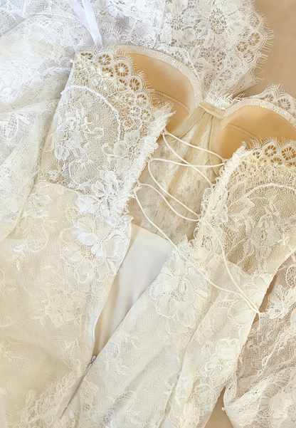 Sweetheart Strapless Lace Appliques Mermaid Wedding Dress