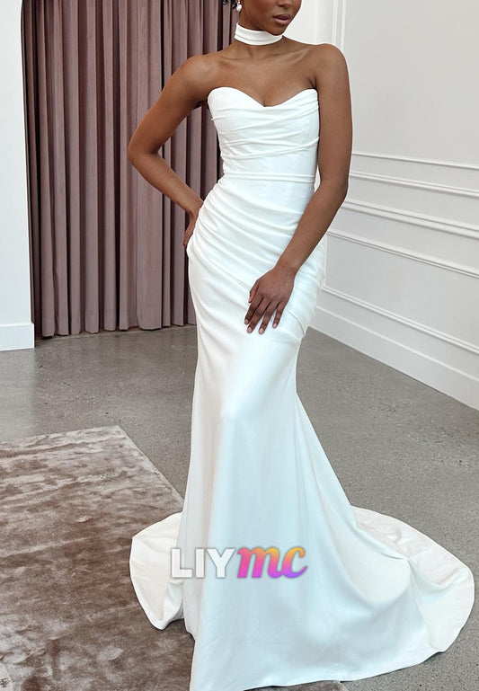 Sweetheart Strapless Pleated Mermaid Wedding Dress