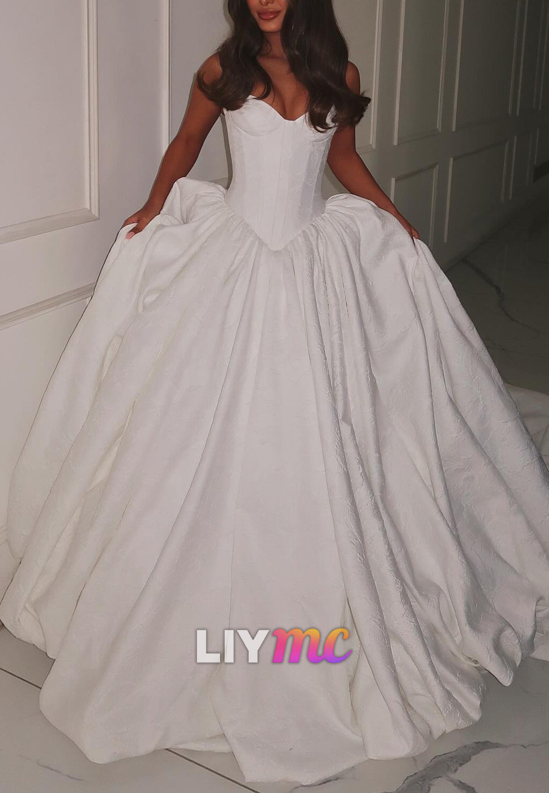 Sweetheart Strapless Pleated Satin A-Line Wedding Dress