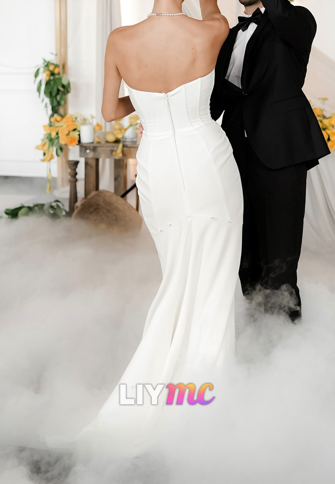 Sweetheart Strapless Side Slit Sheath Wedding Dress
