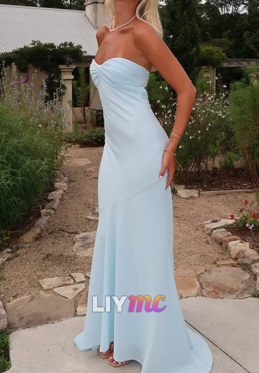 Sweetheart Strapless Sleek Wedding Dresss Mermaid Party Dress