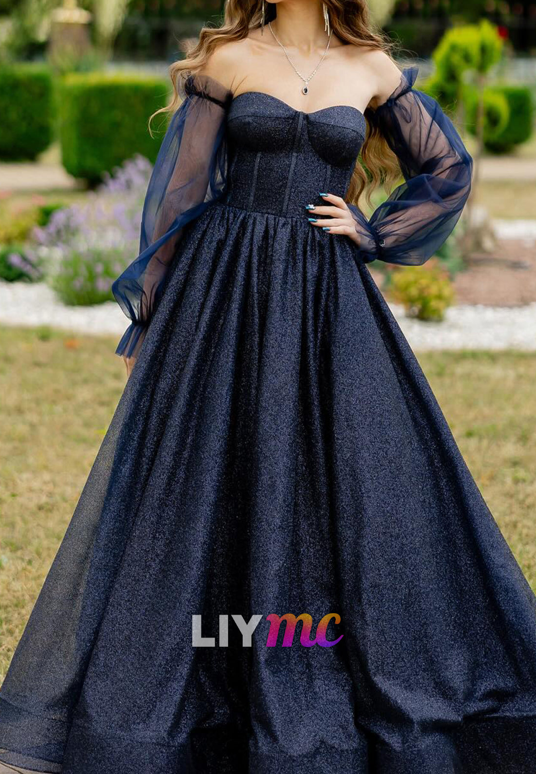 Sweetheart Strapless Sparkly A-Line Prom Dress with Gloves