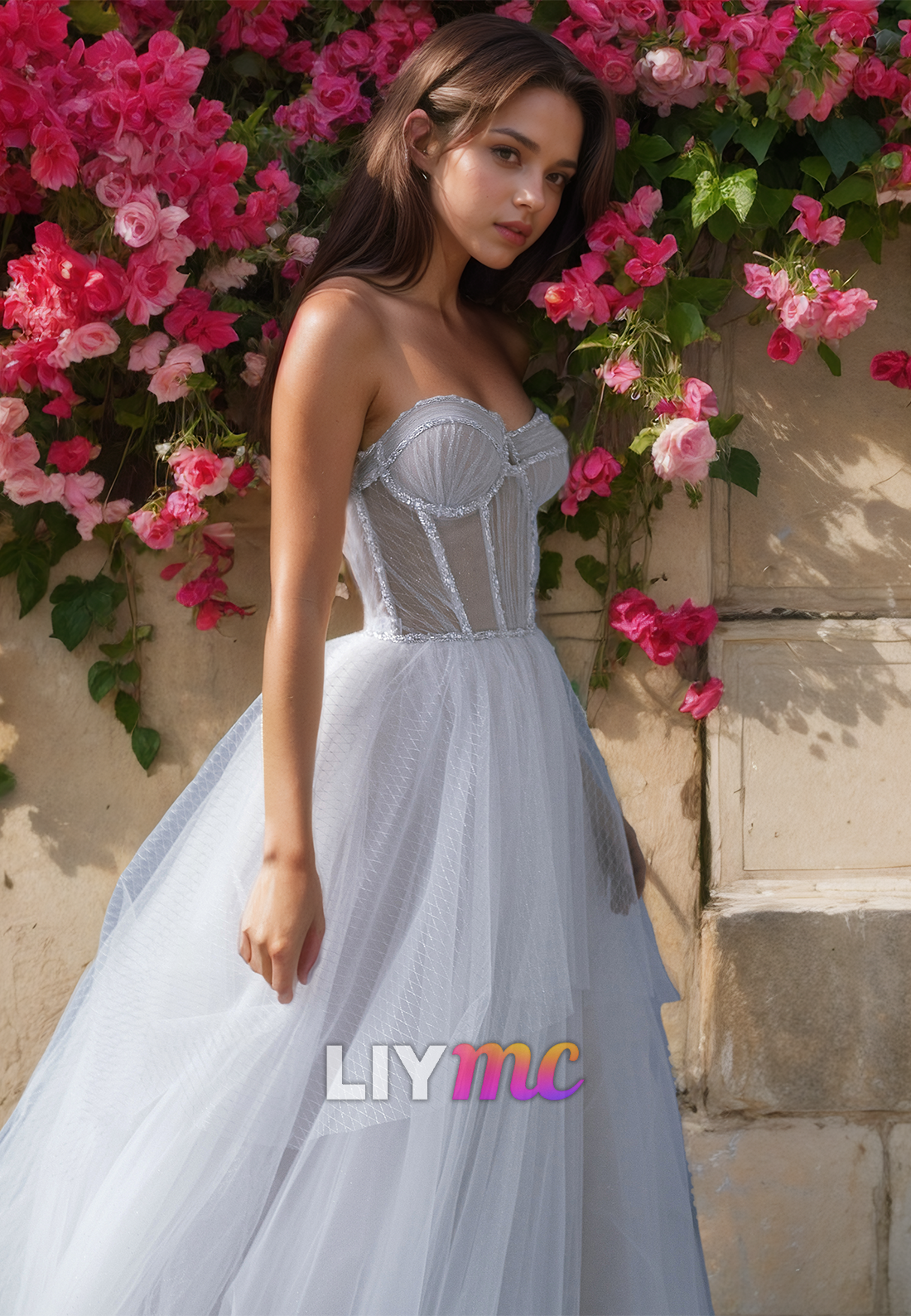 Sweetheart Strapless Tulle A-Line Ball Gown Wedding Dress