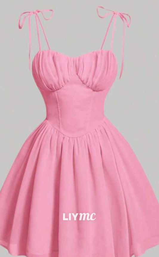 LY292 - Sweetheart Straps A-Line Pleated Short Homecoming Dress