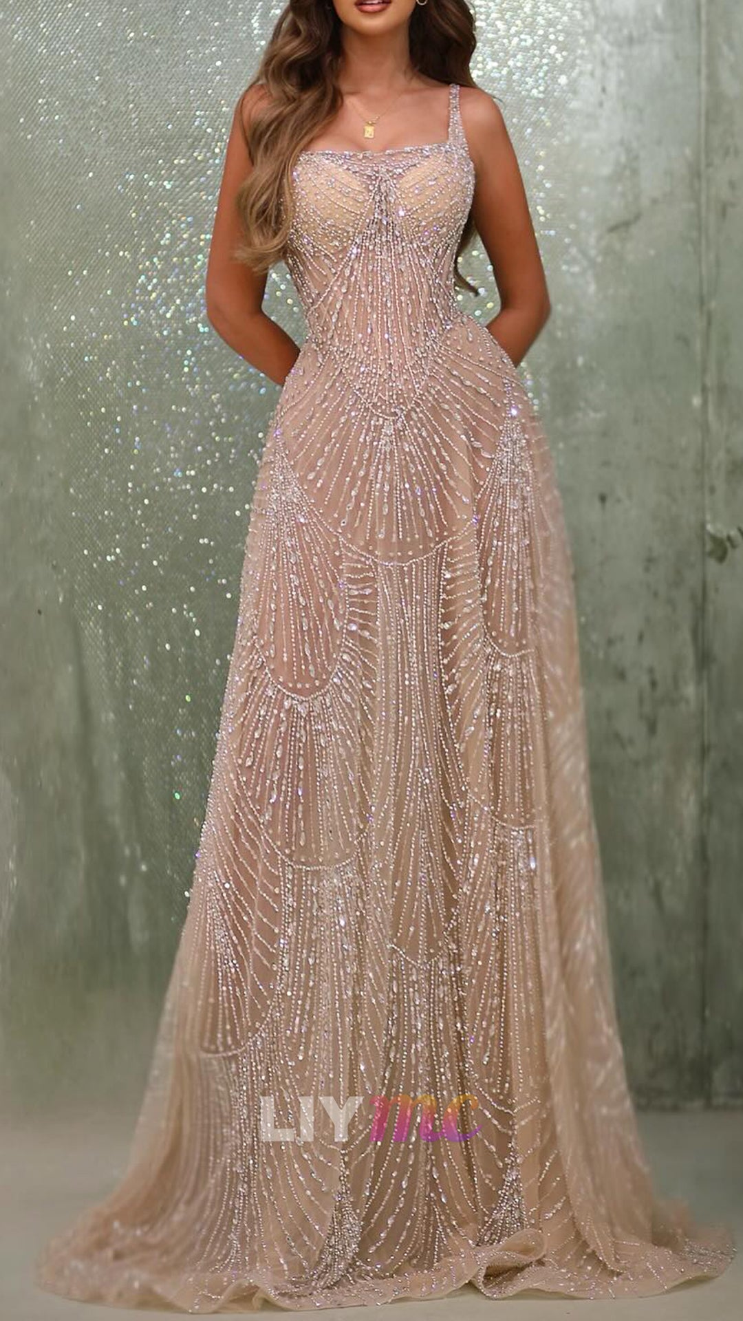 Sweetheart Straps Beaded Embroidery A-Line Prom Dress